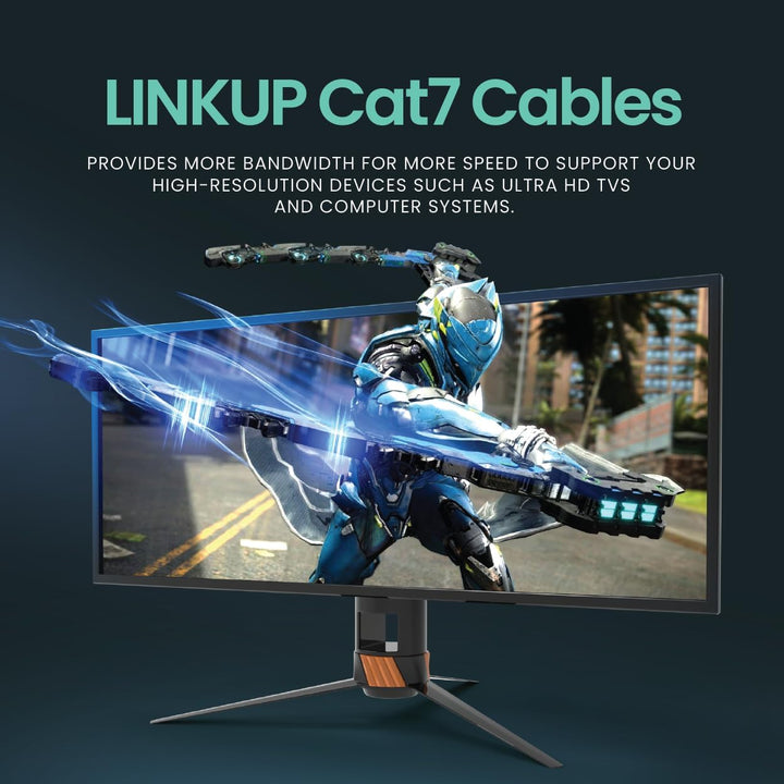 LINKUP - Getestet mit Versiv┃Cat7 Ethernet Patchkabel - 2280cm (1er Pack) 10G Doppelt geschirmt RJ45
