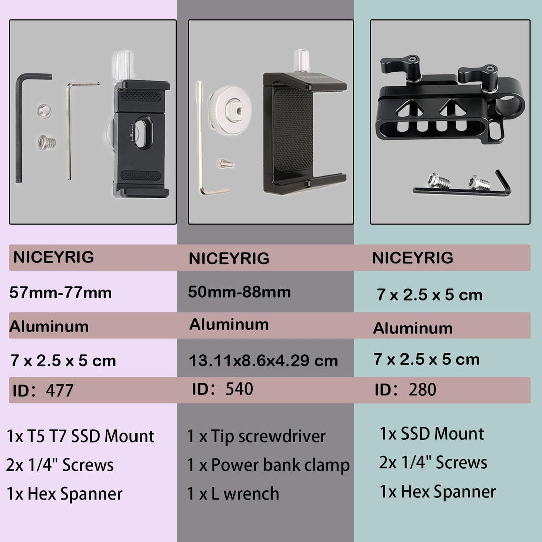 NICEYRIG SSD Mount Bracket SSD Holder für Samsung T5,T5 SSD Halterung für Samsung T5 mit 15mm Rod Cl