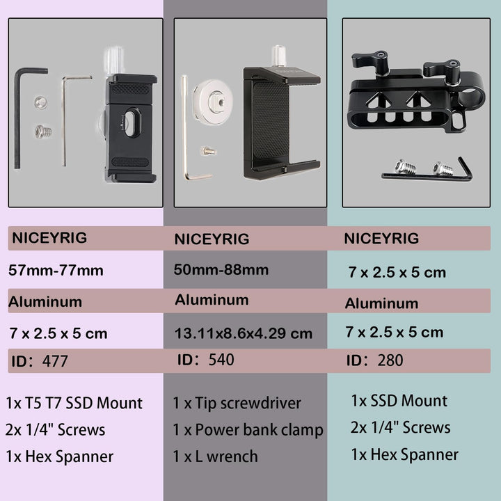 NICEYRIG SSD Mount Bracket SSD Holder für Samsung T5,T5 SSD Halterung für Samsung T5 mit 15mm Rod Cl