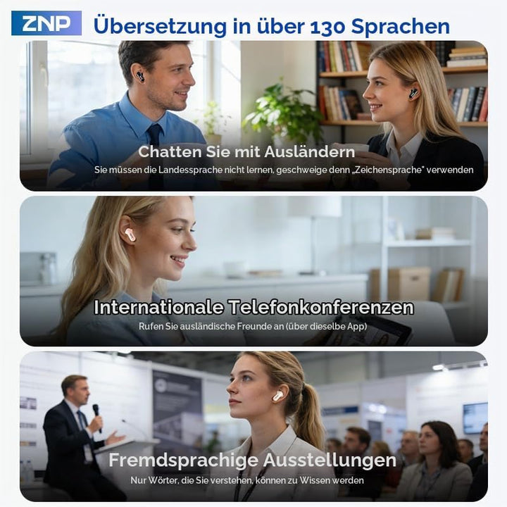 BEARTAIN Ki Übersetzer Kopfhörer, 3-in-1 Übersetzungskopfhörer mit echtzeit übersetzung, 150 Sprache