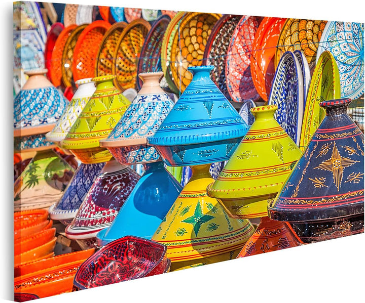 islandburner Bild auf Leinwand Tajine Auf Dem Markt Marrakesch Marokko Bilder Wandbilder Poster Lein