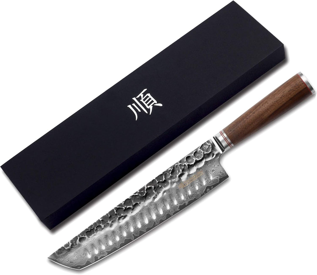 YOUSUNLONG Tanto Kochmesser 10 Zoll Rasiermesser Scharfer Damaskus Hochkohlenstoff Deutscher Stahl -