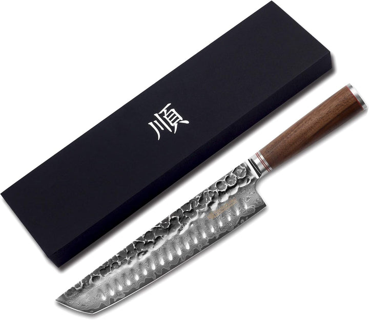 YOUSUNLONG Tanto Kochmesser 10 Zoll Rasiermesser Scharfer Damaskus Hochkohlenstoff Deutscher Stahl -