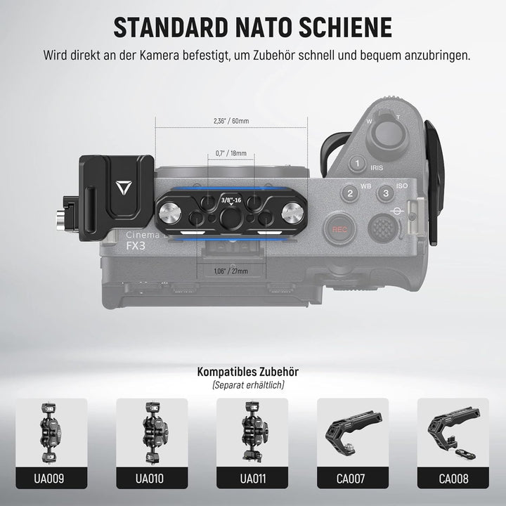 NEEWER FX3/FX30 Cage Kamera Käfig mit HDMI Cable Clamp,NATO Schiene,3/8"ARRI Positionierungslöcher,