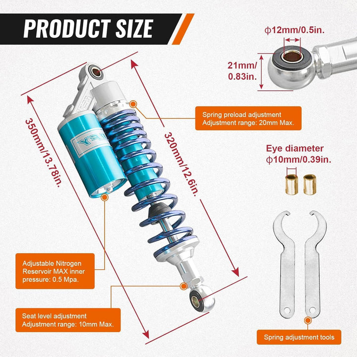 320mm 12.5 Zoll 7mm Feder Universal Motorrad Stossdämpfer Hinterradaufhängung ATV Quad Roller Dirt B