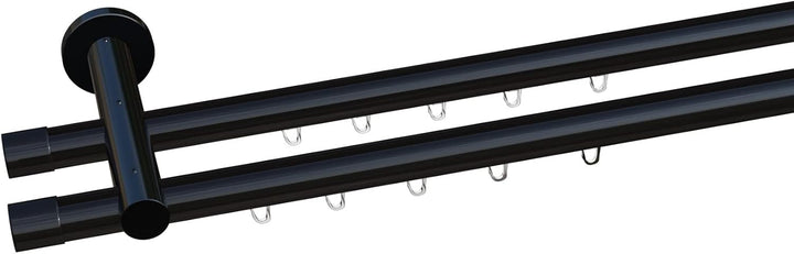 Tilldekor Innenlauf Gardinenstange HIGH-LINE ANDRAX, 2-Lauf, schwarz-glanz, Ø 20 mm, 240 cm, inkl. T