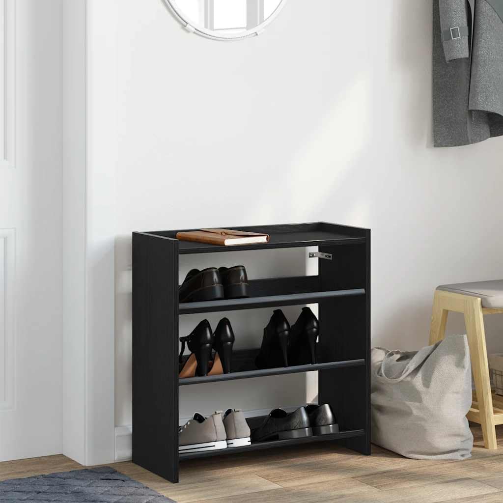 vidaXL Schuhregal Schwarz 60x25x62 cm Holzwerkstoff, Schuhschrank, Schuhaufbewahrung, Schuhe Organiz