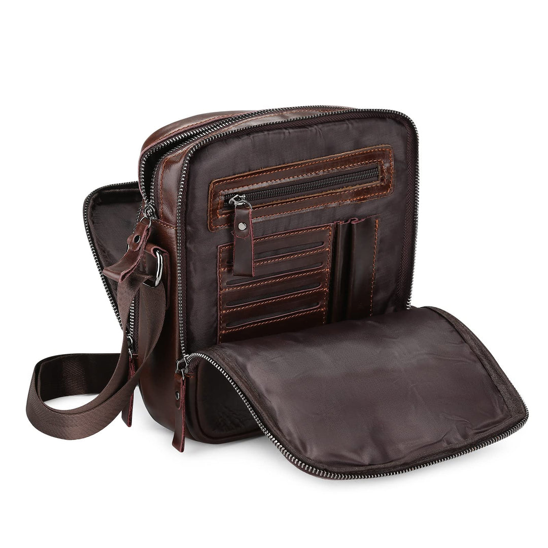 BAIGIO Schultertasche Umhängetasche Herren Leder Vintage Herrentasche Messenger Bag mit Schultergurt