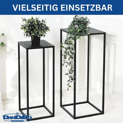 DanDiBo Pflanzenständer Metall Schwarz Eckig 2er Set 60 cm und 70 cm Beistelltisch Blumenhocker Blum