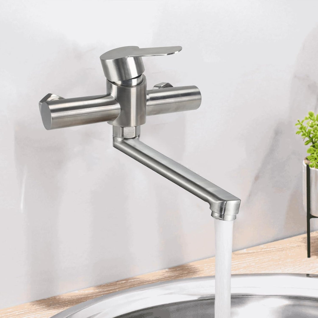 Wasserhahn Wandmontage Wasserhahn Küche 360° Drehbare Einhebelmischer Küchenarmatur 304 Edelstahl Wa