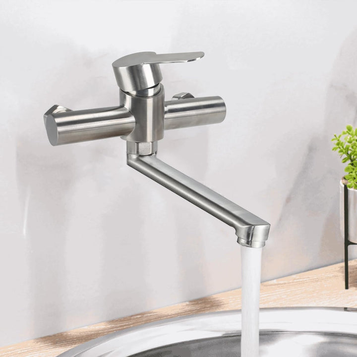 Wasserhahn Wandmontage Wasserhahn Küche 360° Drehbare Einhebelmischer Küchenarmatur 304 Edelstahl Wa