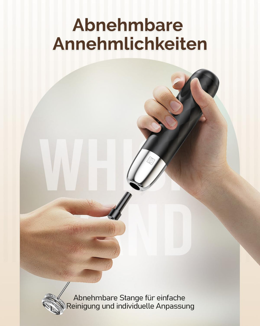 Maestri House Wiederaufladbarer Milchaufschäumer, Tragbarer Elektrischer Schaummacher aus Edelstahl,