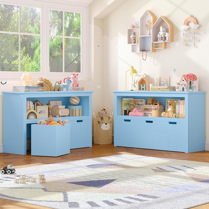 FOREHILL Kinderregal mit Boxen auf Rollen, Spielzeug Aufbewahrung Kinderzimmer Möbel, Spielzeugregal