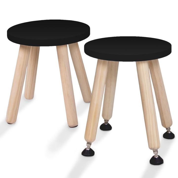 Cateam Tritthocker aus Holz für Kinder und Kleinkinder – 2er-Set – Schwarz – Kinderhocker mit auszie