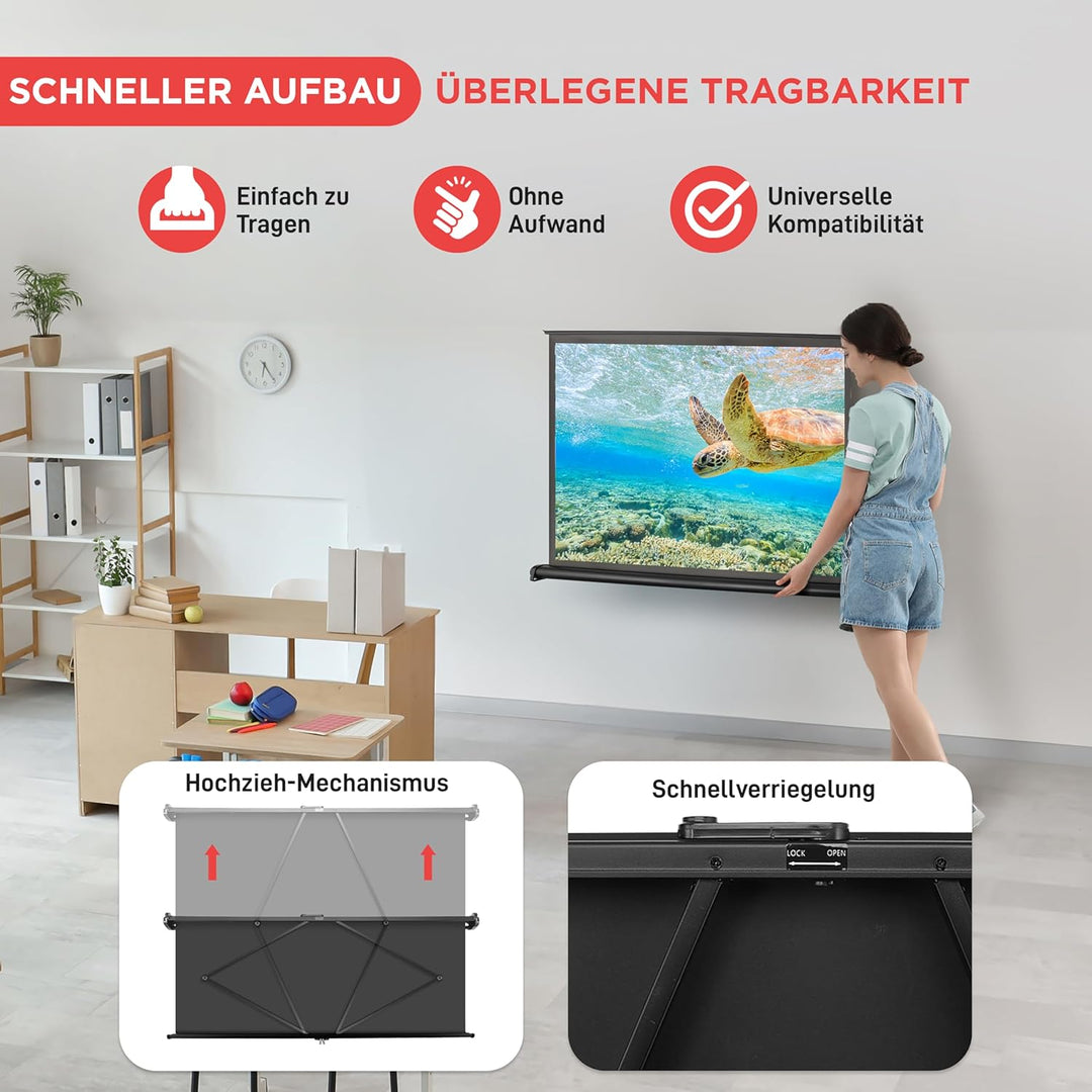 Pyle Tragbare Projektor-Leinwand – mobiler Projektionsleinwandständer, leicht, tragbar und langlebig