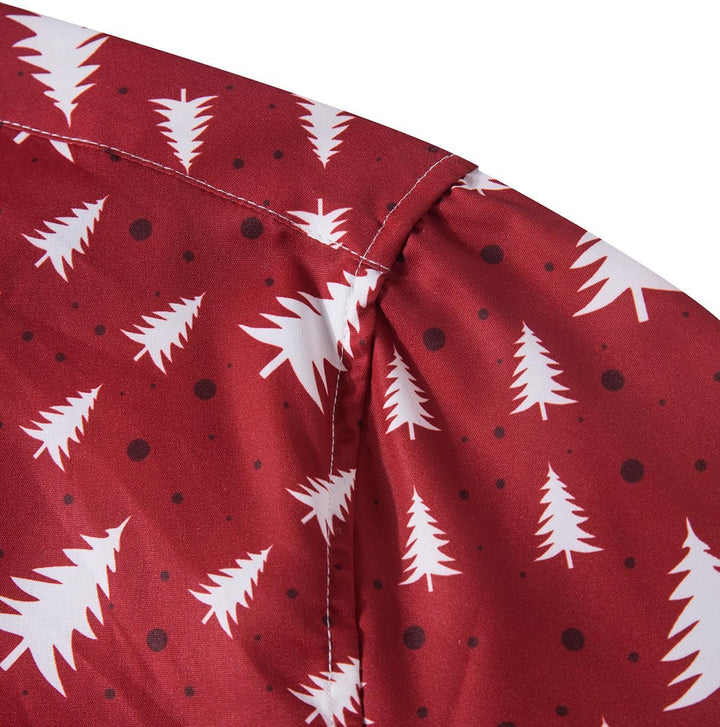 Herren Funky Christmas Print Weihnachtshemd Langarm Button Up Freizeithemd Rentier Santa Schnee Xmas