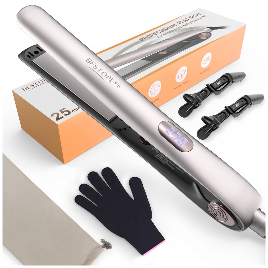 BESTOPE PRO Glätteisen, 2 in 1 Glätteisen Locken und Glätten Antistatische Keramik-Turmalin-Beschich