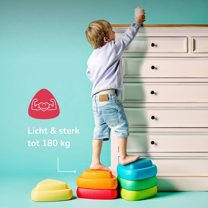 Nattou Blocky Balancesteine für Kinder - Stapelbare Spielsteine - Rutschfestes Sensorisches Spielzeu