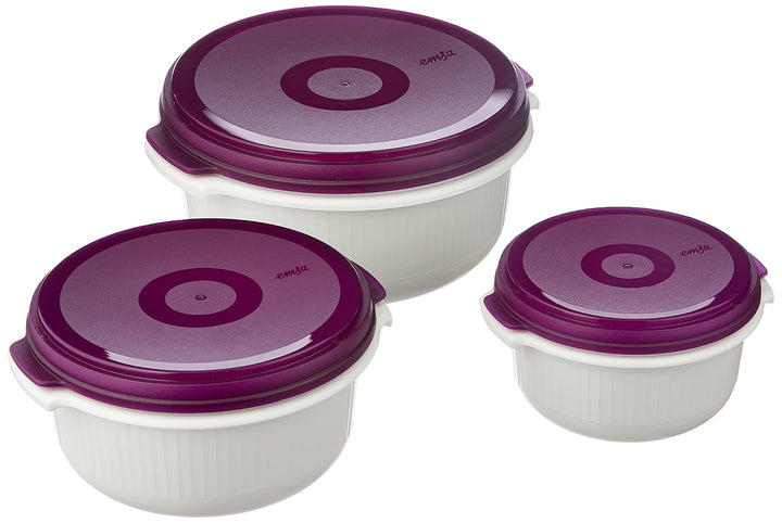 Emsa 508455 Micro Family 3er Pack 0.5 / 1.0 / 1.5 L weiss / brombeer Brombeer 0.5/ 1/ 1.5 L, Brombee