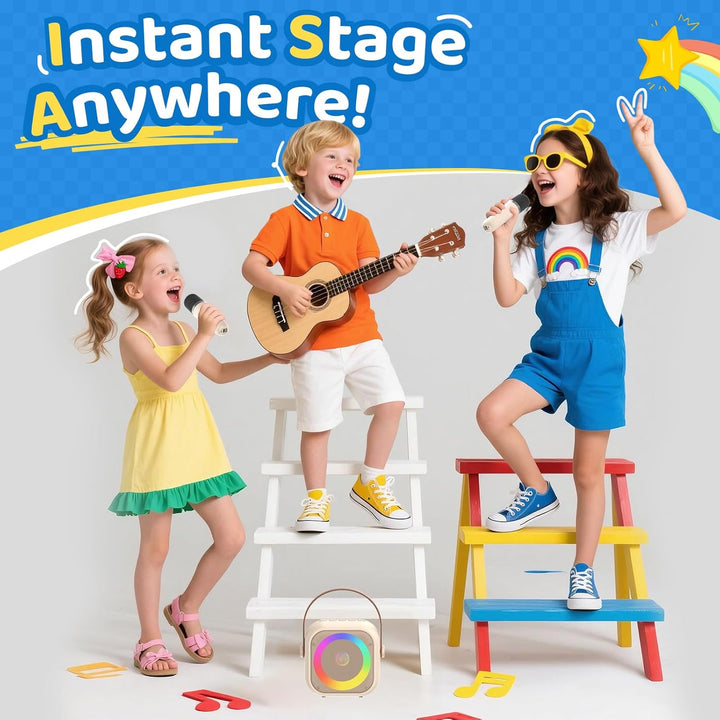 Jeefu Karaoke Maschine Kinder mit 2 Mikrofonen, Spielzeug für 3-12 Jahre alte Mädchen Geschenke, Min