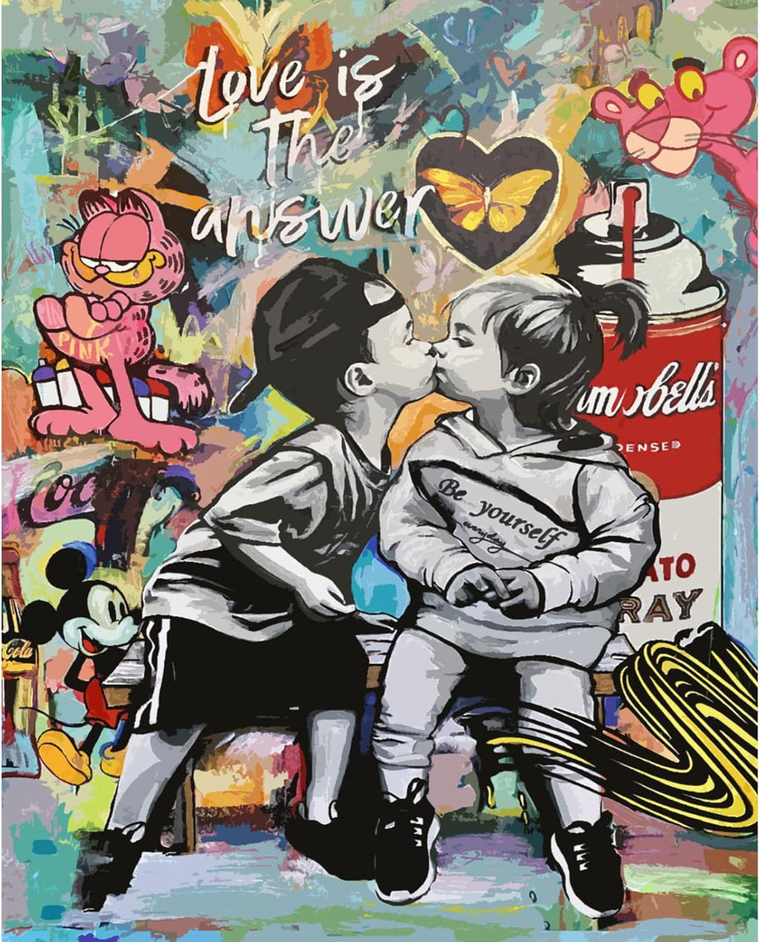 Painting by Numbers for Adults on Canvas Banksy Street Art Wall Decor Love is The Answer Graffiti Pa