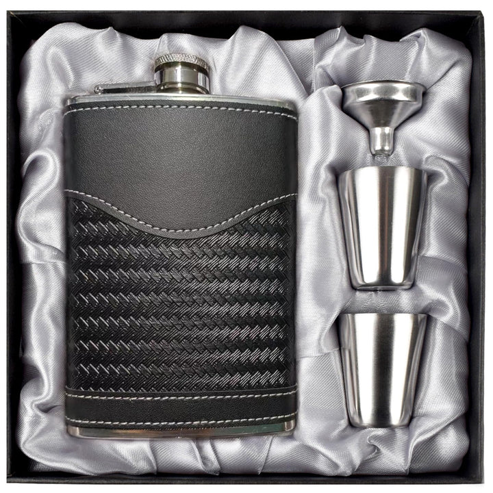 Flachmann-Set - 304 Edelstahl Mit Trichter, Schnapsgläser - Geschenk für Herren, Whiskey, Rum, Trauz