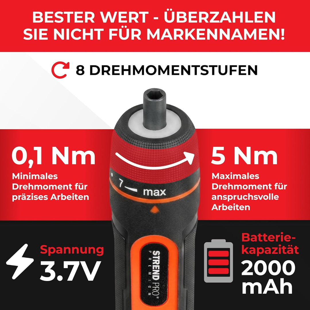 STREND PRO Akkuschrauber klein | Mini Akkuschrauber Set 31-teilig im Koffer | elektrischer Schrauben