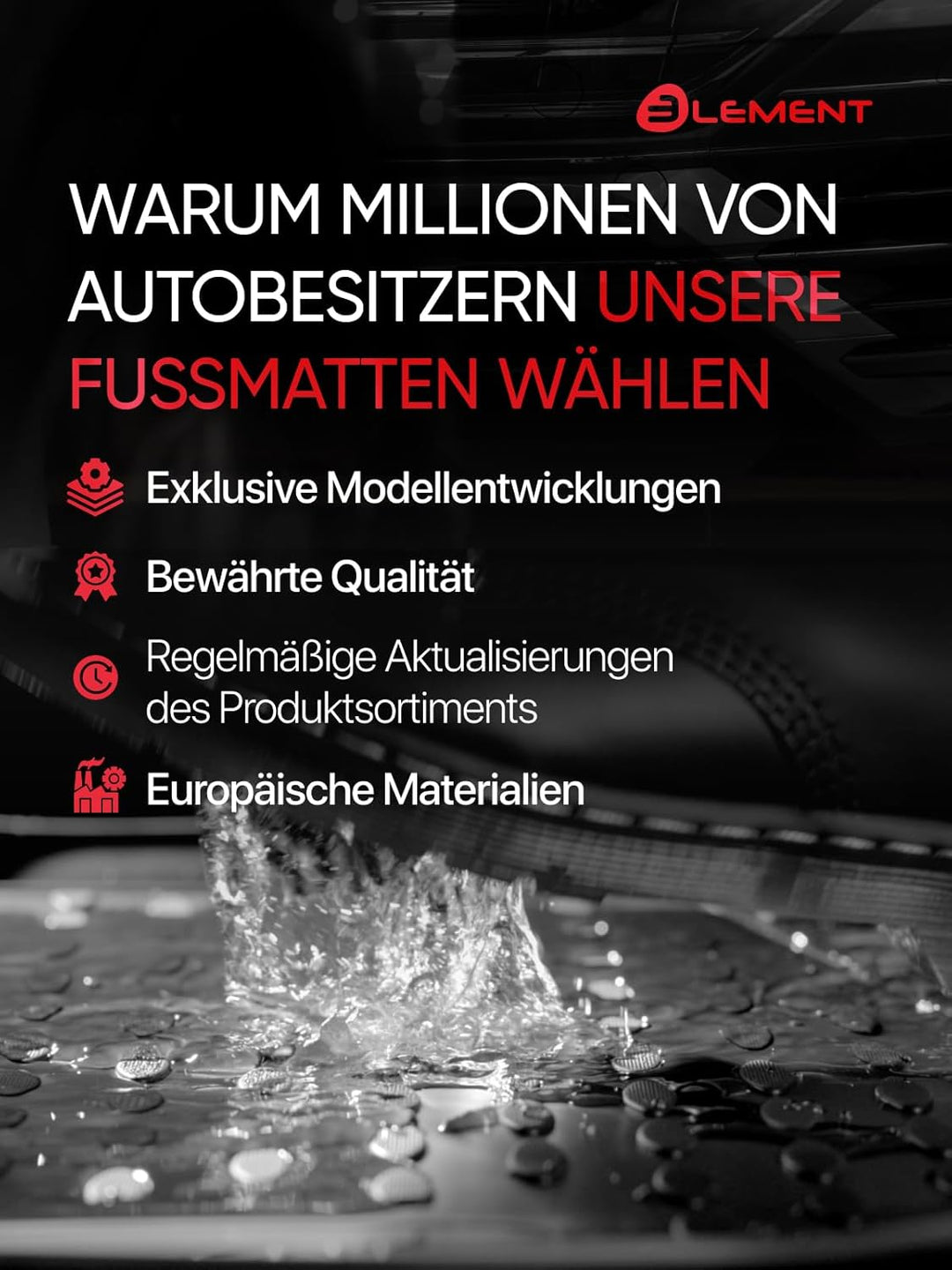 Element 3D Passgenaue Premium Antirutsch Gummimatten Fussmatten SEAT Alhambra 2017-> MPV Mk2 7N 5-Te