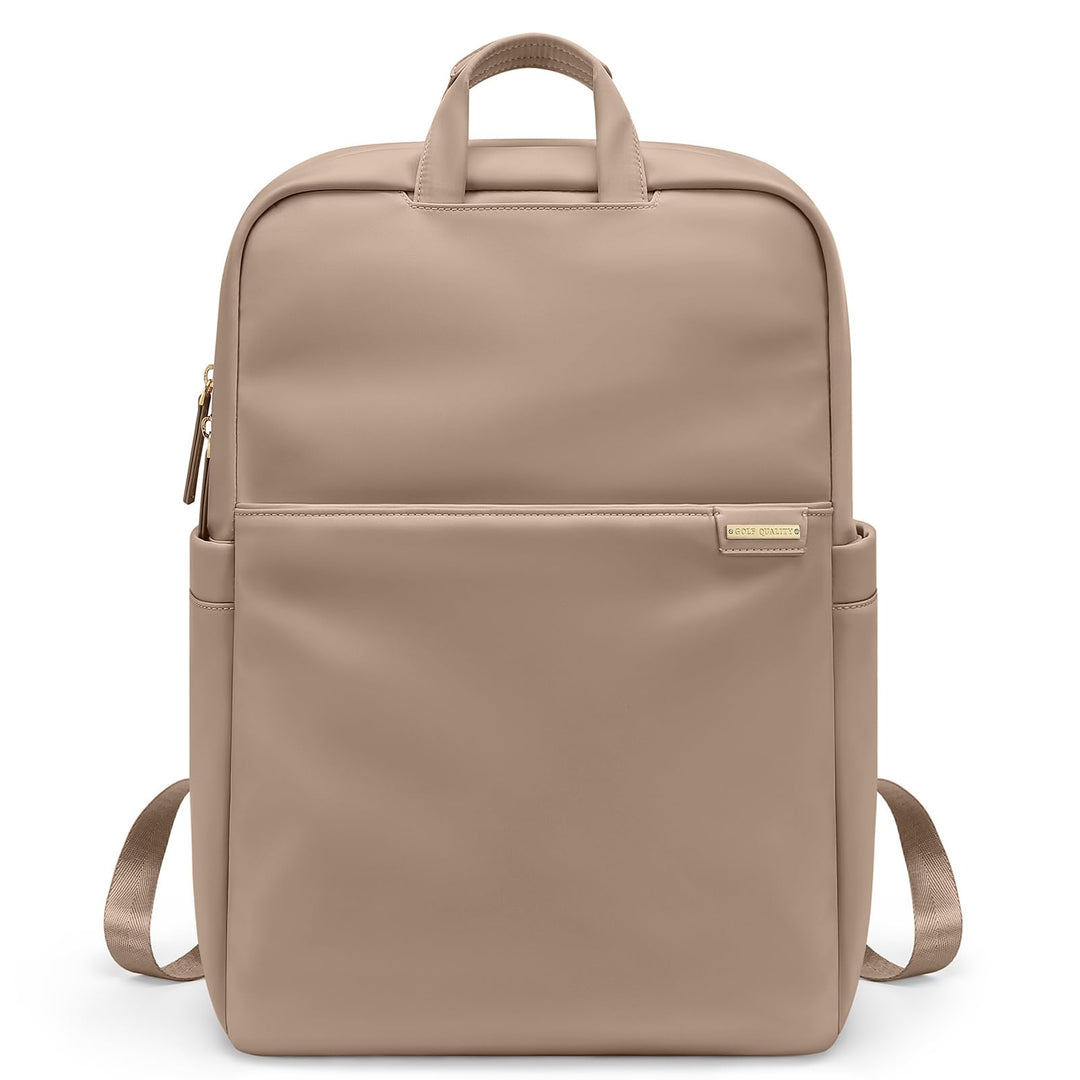 Schlanker Laptop-Rucksack für Damen, leicht, Business-Rucksack für Damen und Herren, Champagnerbraun