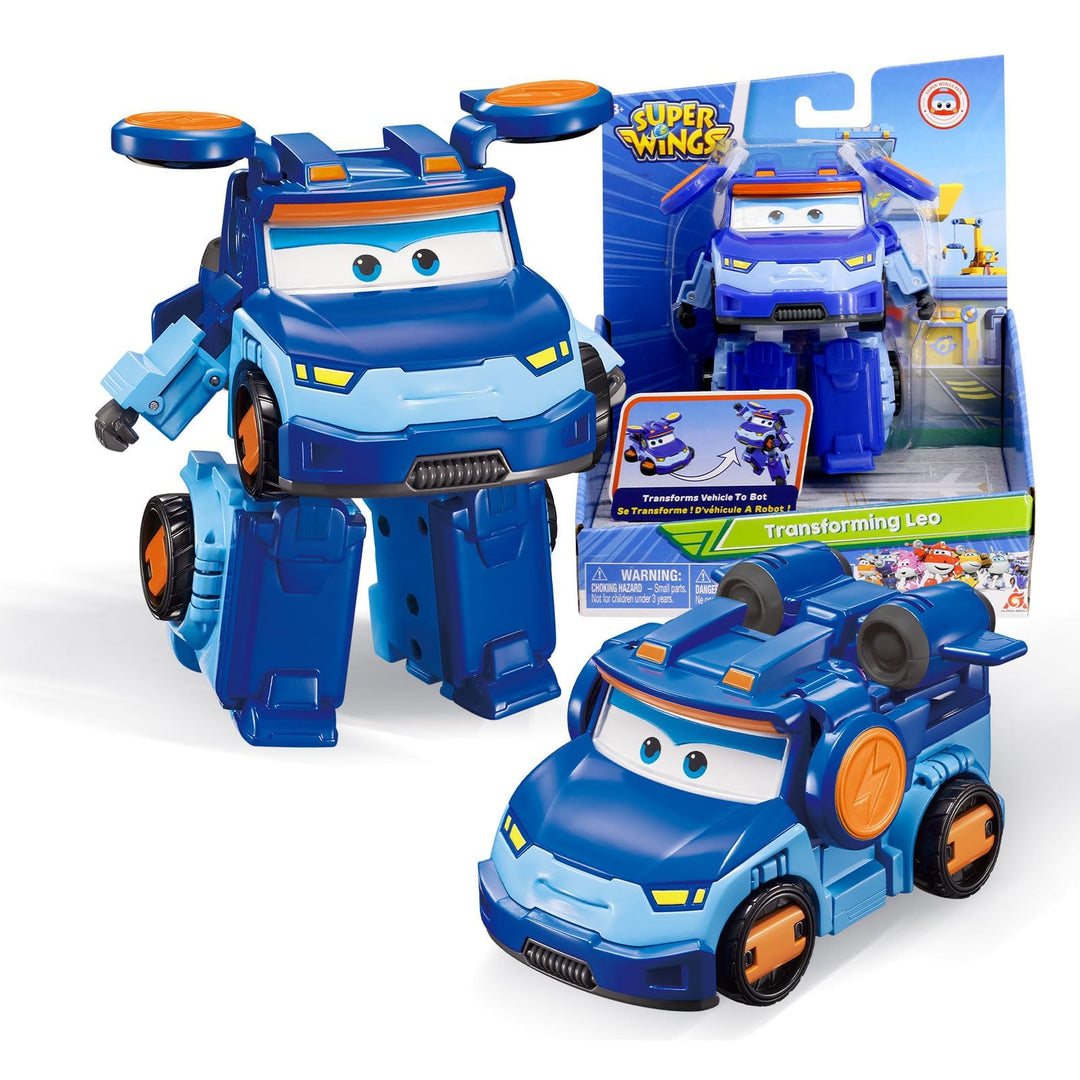 Super Wings Transformations-Flugzeug Supercharged Leo, ca. 12,7 cm grosse Spiel-Figur für Kinder, 3-