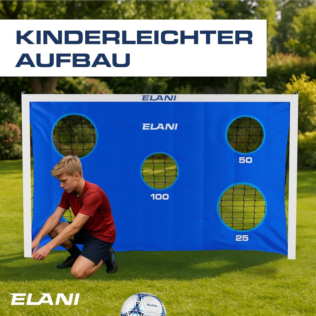 ELANI Fussballtor - wetterfest, sicher & rostfrei - 240x150cm - überall mitnehmbar & einfach aufzuba