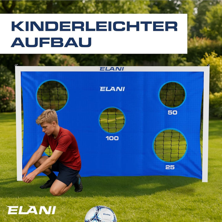 ELANI Fussballtor - wetterfest, sicher & rostfrei - 240x150cm - überall mitnehmbar & einfach aufzuba