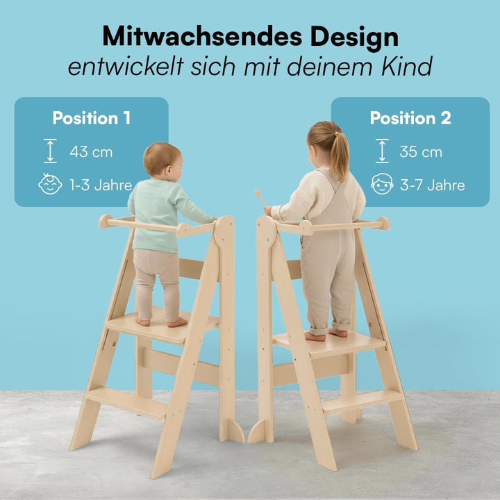 Bellabino Tay Lernturm ab 1 Jahr – Learning Tower 2-Fach höhenverstellbar &amp; klappbar – Lernstuhl in