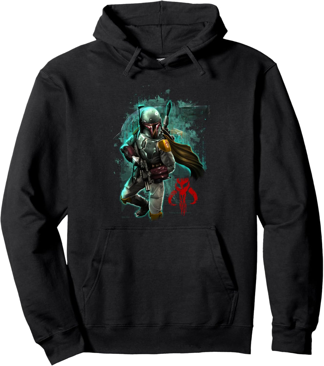 Star Wars Boba Fett Mandalorian Warrior Painted Portrait Pullover Hoodie