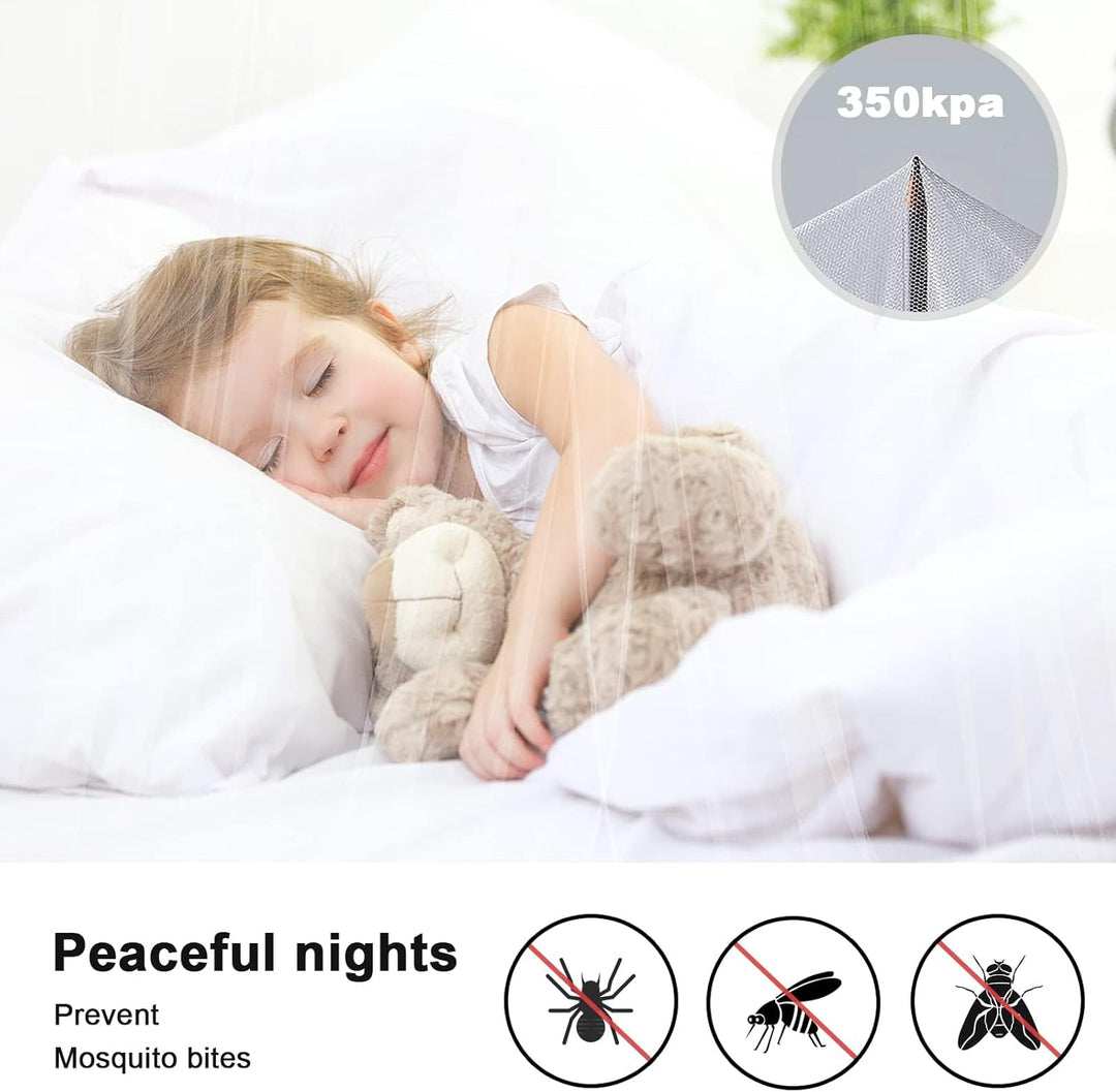 Moskitonetze Bett,Moskitonetz Doppelbett Einzelbett, Mückennetz Bett Netz Faltbar mit Hakenkleber,Be