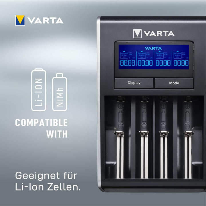 VARTA Akku Ladegerät, Batterieladegerät für AA/AAA, Dual Tech Charger, 4 Lademodi, Temperaturkontrol