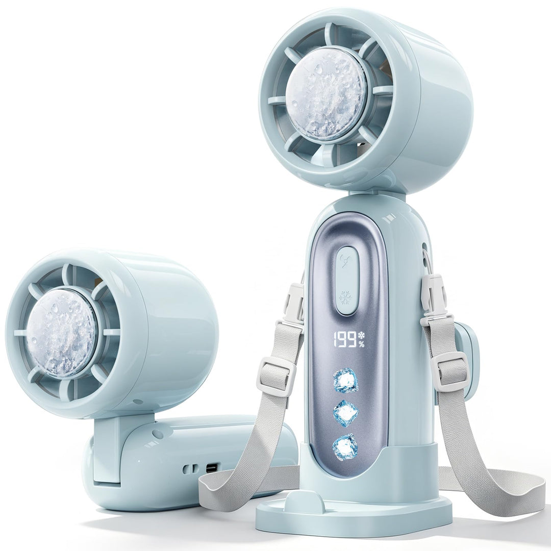 MAGIC JOHN Mini Ventilator mit Kühlung, 199 Lüfterstufen, bis zu 11h Laufzeit, USB-C Akku aufladbar,