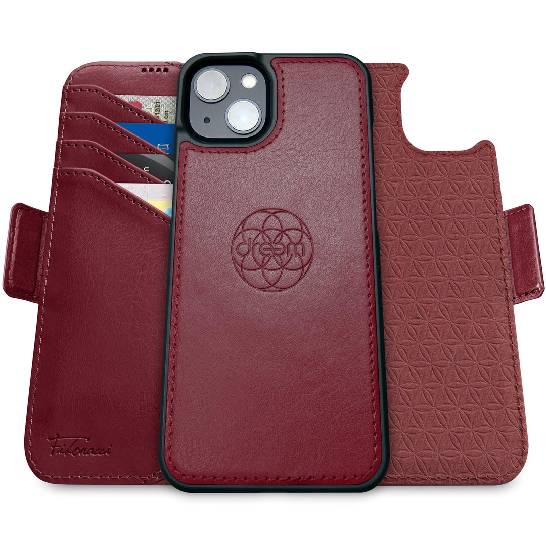Dreem Fibonacci iPhone 15 Brieftaschen-Etui / 2-in-1 stossfestes Etui und abnehmbares Folio aus vega