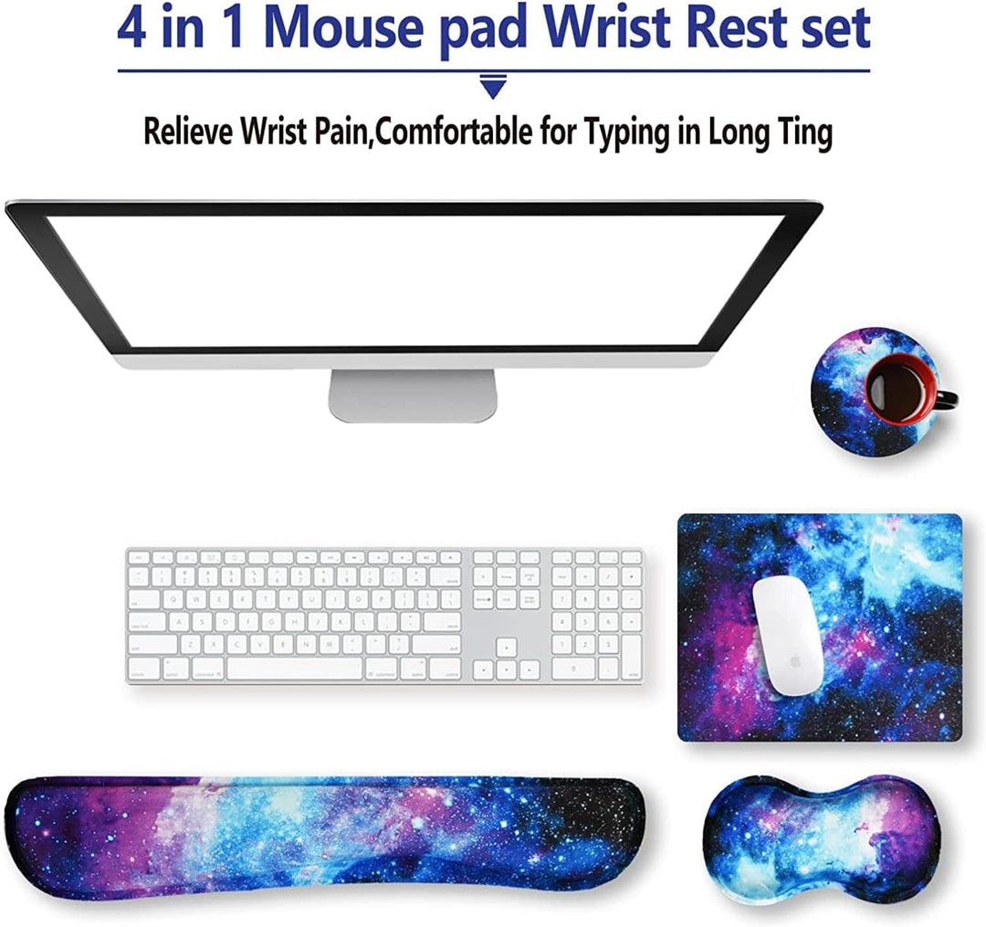 Handballenauflage Tastatur + Mauspad + Handgelenkauflage + Untersetzer, Memory Foam 4-in-1 Handgelen