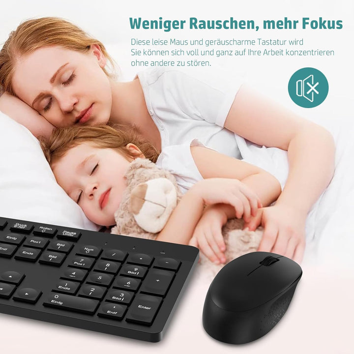 LeadsaiL K786 Tastatur Maus Set Kabellose, Tastatur und Maus, QWERTZ Deutsches Layout Funktastatur m