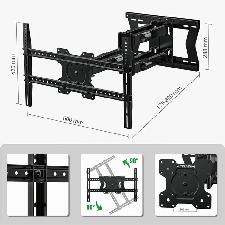 XTRARM TiTon Double 80 cm TV-Wandhalterung, schwenken neigen rotierbar, 80kg VESA max.600x400 80 cm