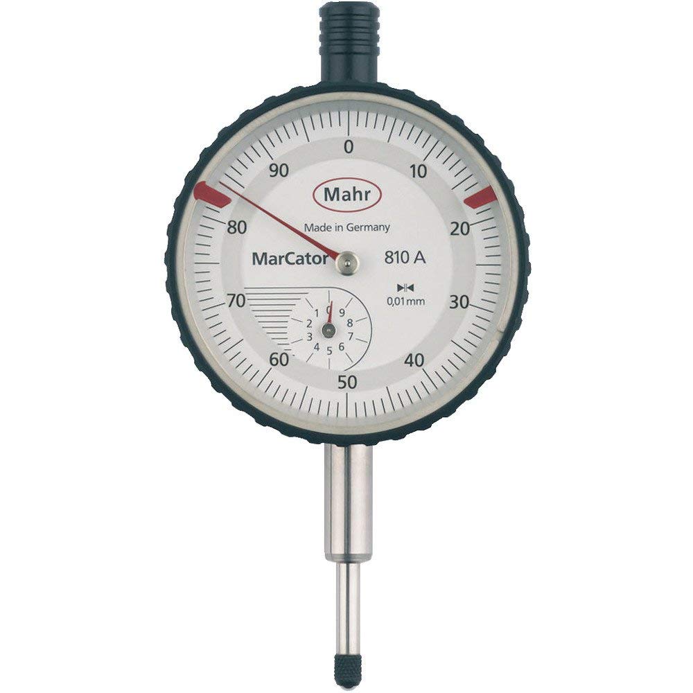 Mahr mechanische Messuhr MarCator 810 A (Messspanne 10mm, Skalenteilungswert 0,01 mm, Gehäuse verchr