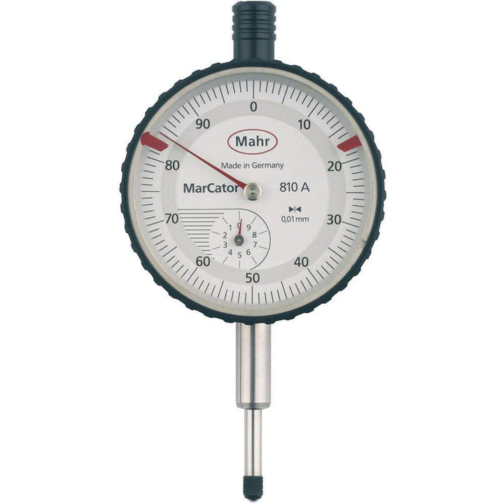 Mahr mechanische Messuhr MarCator 810 A (Messspanne 10mm, Skalenteilungswert 0,01 mm, Gehäuse verchr