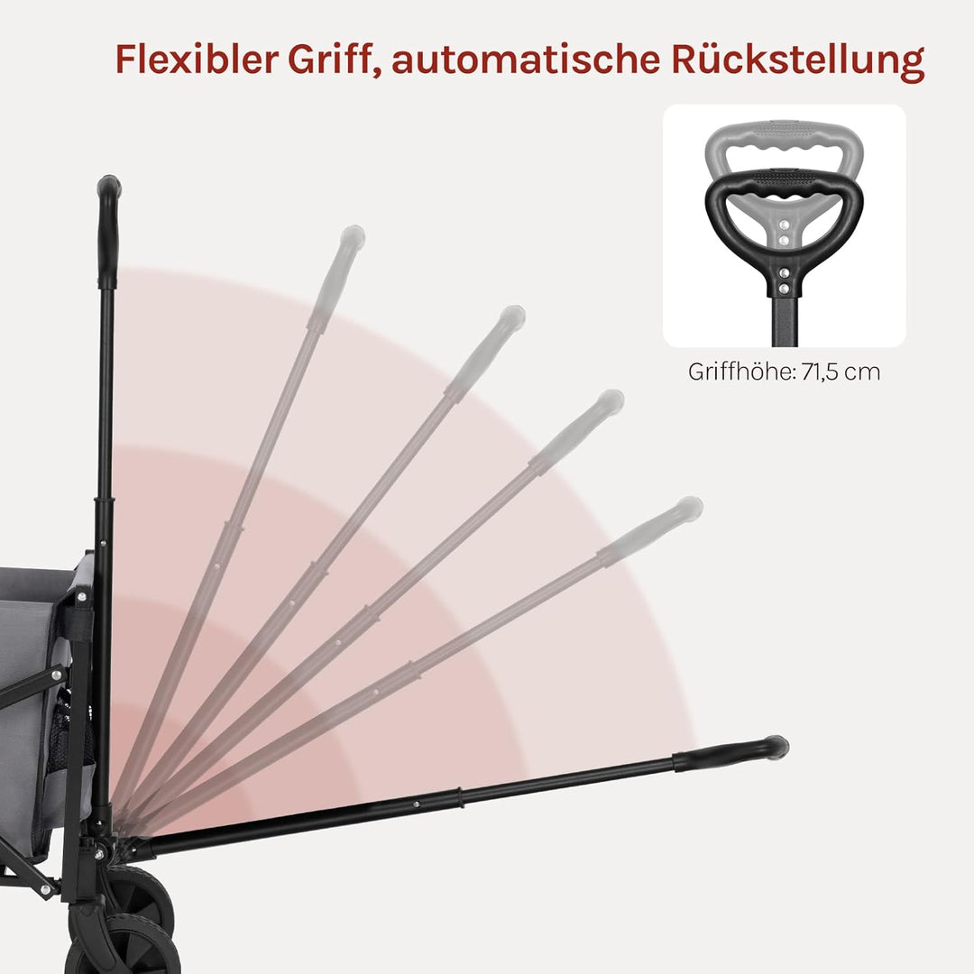 WOLTU Bollerwagen faltbar, 110L + 150kg Tragkraft, Handwagen mit 2 Getränkehaltern, 4 abnehmbaren Rä