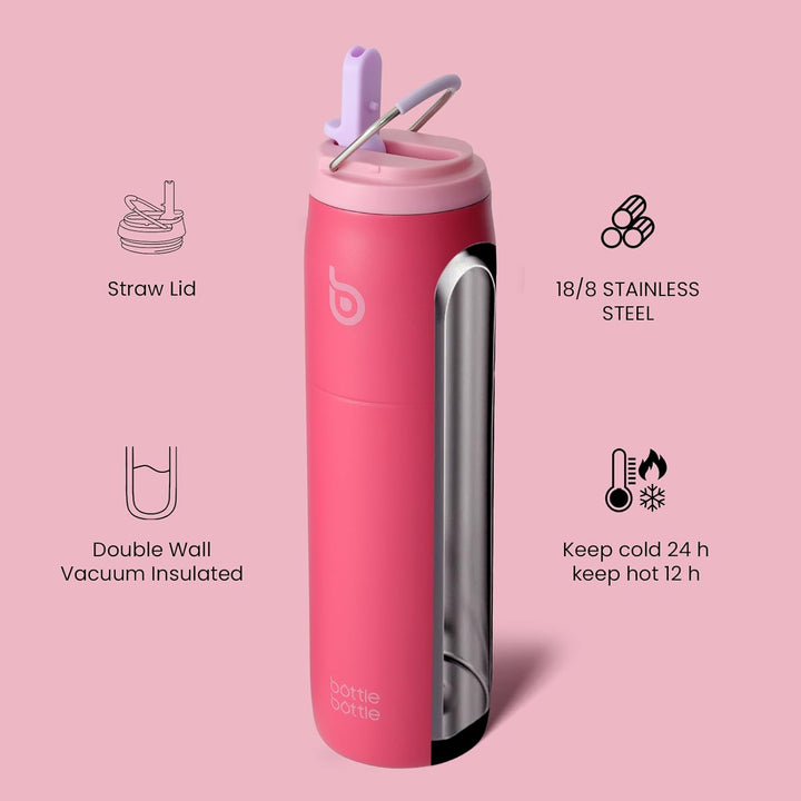 bottlebottle BOTTLE BOTTLE Isolierte Wasserflasche Edelstahl 32oz(946ml) mit Strohhalm Griff für Spo