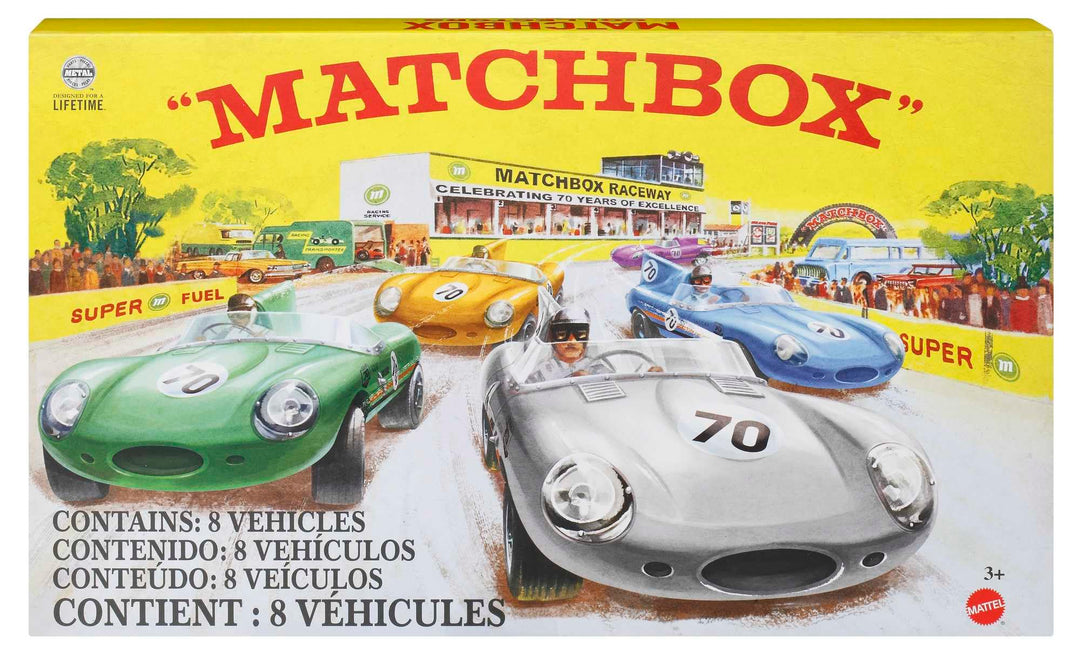 MATCHBOX Premium Die-Cast Set - 8 Sammler-Fahrzeuge mit True-Grip-Reifen, beweglichen Teilen und pla