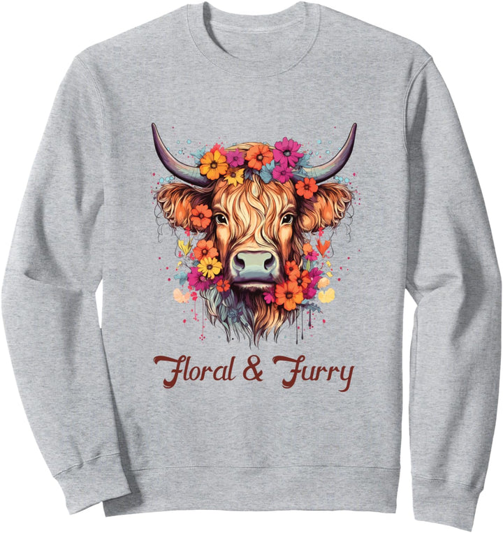 Floral & Furry Highland Cow Sweatshirt