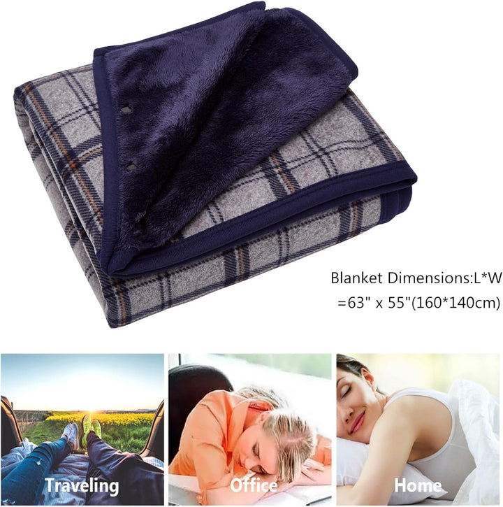 SIVENKE Damen Poncho Fleece Tragbare Decke, Karierte Schossdecke Bequemer Poncho Plüschdecken Überwu