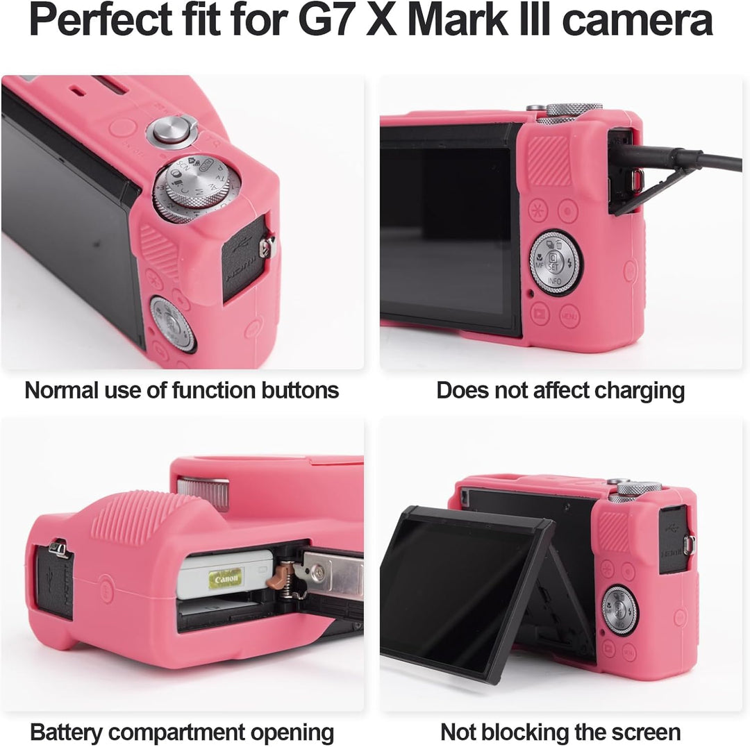 Rieibi Silikon-Schutzhülle für Canon G7X Mark III Hülle, G7X Mark III Zubehör mit 2 Stück Displaysch