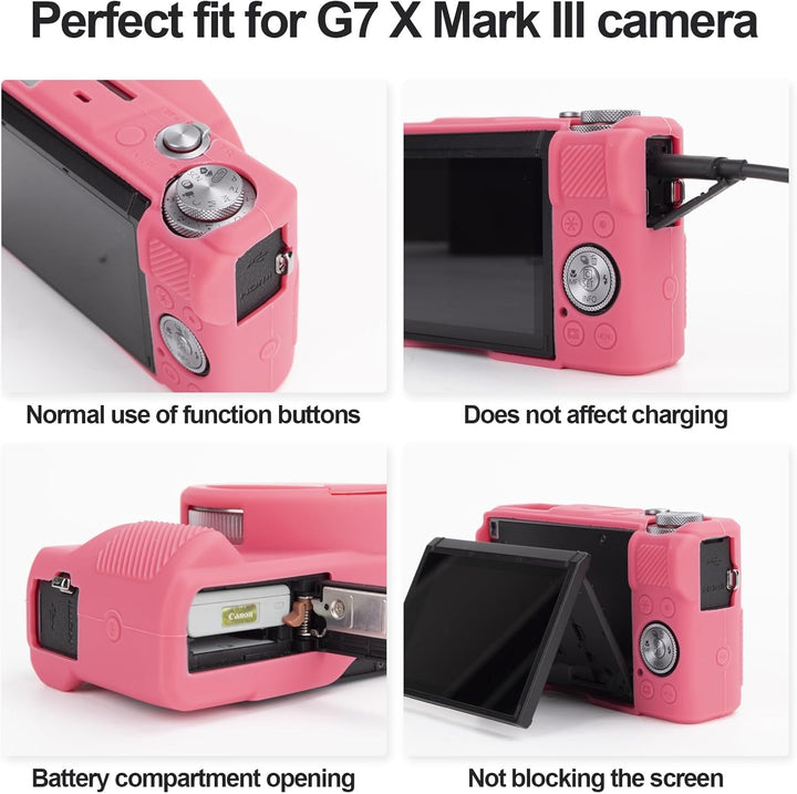 Rieibi Silikon-Schutzhülle für Canon G7X Mark III Hülle, G7X Mark III Zubehör mit 2 Stück Displaysch